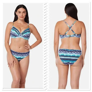 Bleu Rod Beattie Womens Sun Sea & Sand Underwire Bikini Top Size 34D Bottom Sz 4